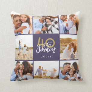 40. Geburtstag Gold lila Foto Collage Geburtstag  Kissen