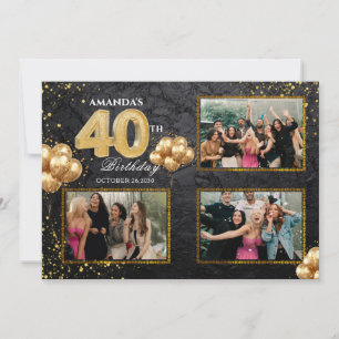 40. Geburtstag Gold Silber Schwarz Ballons Einladung