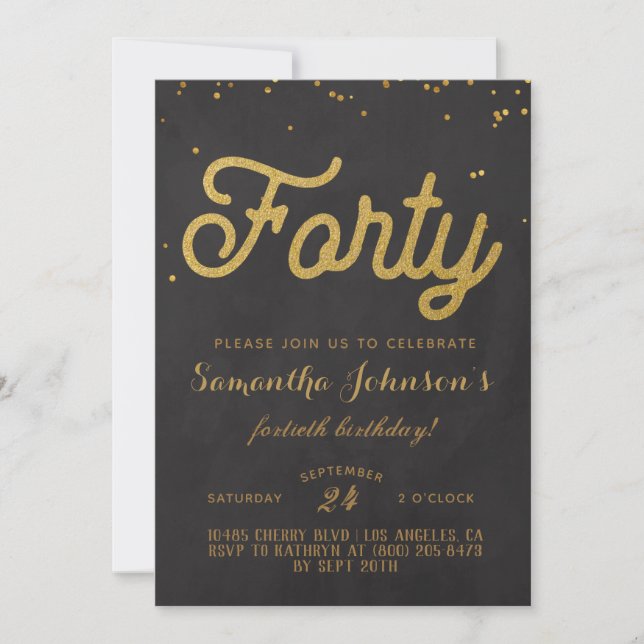 40. Geburtstag Goldene Blüte Einladung (Vorderseite)