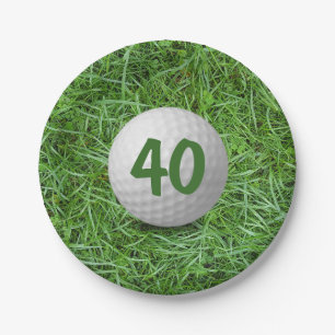 40. Geburtstag Golf Ball auf Grass Paper Plate Pappteller