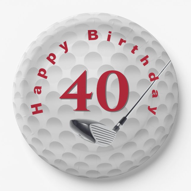 40. Geburtstag Golf Ball Design Paper Plate Pappteller (Vorderseite)