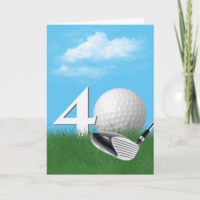 40. Geburtstag Golf Ball im Gras Karte (Vorderseite)