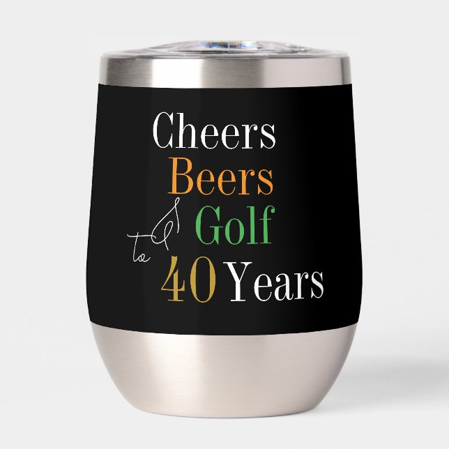 40. Geburtstag Golf Cheers Beers Black Gold Party (Vorderseite)