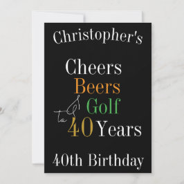 40. Geburtstag Golf Cheers Beers Black Gold Party Einladung