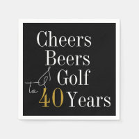 40. Geburtstag Golf Cheers Beers Black Gold Party