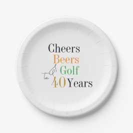 40. Geburtstag Golf Cheers Biere Minimales Party Pappteller