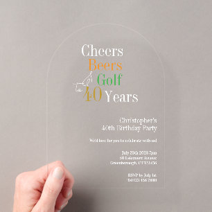 40. Geburtstag Golf Cheers Bierparty Acryleinladungen