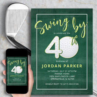 40. Geburtstag Golf Thema Schwung von Stylish Gree Einladung