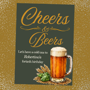 40. Geburtstag Herren Cheers and Beers Vintage Einladung