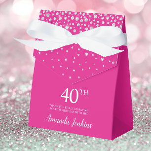40. Geburtstag Hot Pink Glitzernde Dankeschön Geschenkschachtel