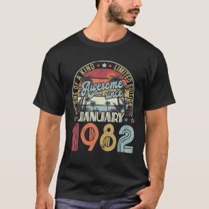 40. Geburtstag Januar 1982 Dekoration Männer Fraue T-Shirt