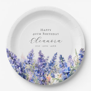 40. Geburtstag Juli Blume Larkspur Custom Pappteller