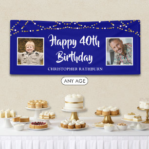 40. Geburtstag Lichterkette Name Königblau Banner
