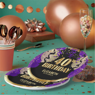 40. Geburtstag - Lila Balloons Pappteller