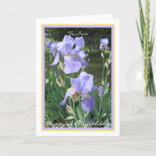 40. Geburtstag Lila Irises Eleganter Goldener Rahm Karte