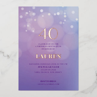 40. Geburtstag Lilac-Folie-Einladung Folieneinladung