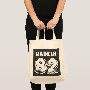 40. Geburtstag Made in 82 Typografie Black Tragetasche