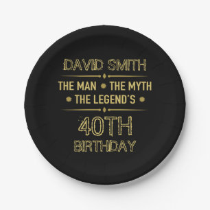 40. Geburtstag Man Myth Legend Pappteller