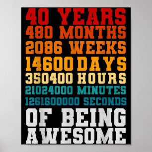 40. Geburtstag Mann Frau 40 Jahre Awesome Sein Poster