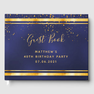 40. Geburtstag Marine blaue Goldkonfetti Gästebuch