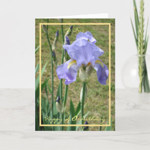 40. Geburtstag Mauve Iris Name Blume Golden Frame Karte