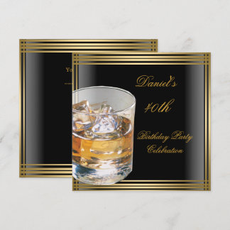 40. Geburtstag Mens Black Gold Cold Drinks Mans Einladung