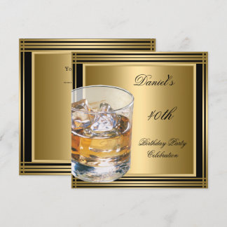40. Geburtstag Mens Black Gold Cold Drinks Mans Einladung