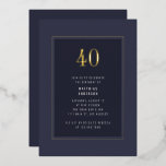 40. Geburtstag Minimal Eleganter Dunkler Goldrahme Folieneinladung<br><div class="desc">40. Geburtstag Minimal Elegant Lila Gray Gold Rahmen Foil Geburtstagsparty Einladung</div>