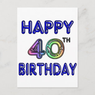 40. Geburtstag mit Ballon Schriftart Postkarte