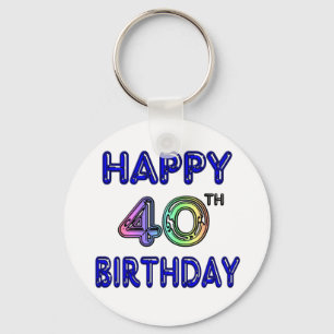 40. Geburtstag mit Ballon-Schriftart Schlüsselanhänger