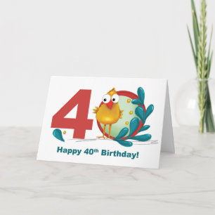 40. Geburtstag mit Funny Bird und Zweigstelle Karte