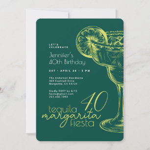 40. Geburtstag Modern Green Margarita Fiesta Einladung
