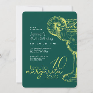 40. Geburtstag Modern Green Margarita Fiesta Einladung