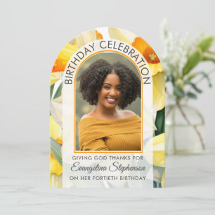 40. Geburtstag Moderne Arch Blumen DAFFODILS Foto Einladung