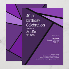 40. Geburtstag Moderne Lila geometrische Formen Einladung