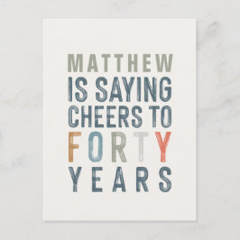 40. Geburtstag moderne rustikale klassische Typogr Einladungspostkarte