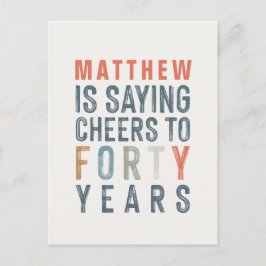 40. Geburtstag moderne rustikale klassische Typogr Einladungspostkarte