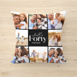 40. Geburtstag moderne Schwarze Foto Collage Kissen