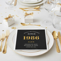 40. Geburtstag Name 1986 Schwarz Gold Elegant Chic