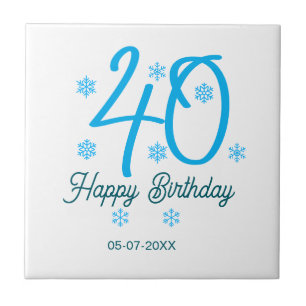 40. Geburtstag Name Datum Jahr Blau Vorlage Fliese
