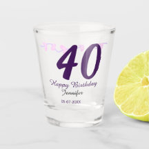40. Geburtstag Name Datum Jahr lila floral Pin