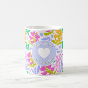 40. Geburtstag Name Wasserfarbe Wildblumen floral Kaffeetasse