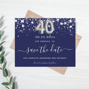 40. Geburtstag navy blau silber rettet das Datum B Flyer