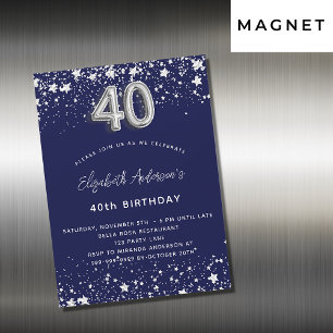 40. Geburtstag navy blauen Sterne Luxus Luxus Magneteinladung