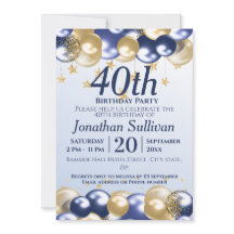 40. Geburtstag Navy Gold Ballons Party