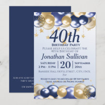 40. Geburtstag Navy Gold Ballons Party