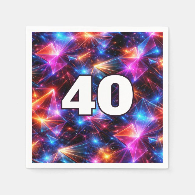 40. Geburtstag Neon-Polygon abstrakt  Serviette (Vorderseite)