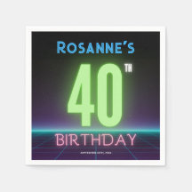 40. Geburtstag Neon Sign Funny 80er Retro Custom