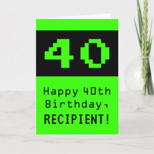 40. Geburtstag: Nerdy / Geeky Style "40" und Name Karte