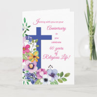 40. Geburtstag Nun religiöses Leben Kreuz, Blume